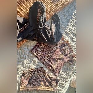 Adidas Black and Leopard Print Set